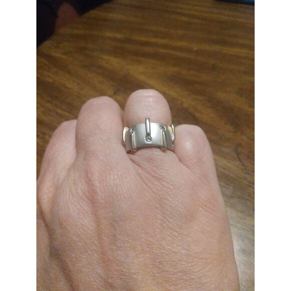 18K GE Gold Plated Ring  Silvertone clear Rhinestonee  Ring  6 - Picture 1 of 4